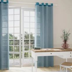 Voilage COLORS coloris bleu canard 140 x 260 cm - 4MURS