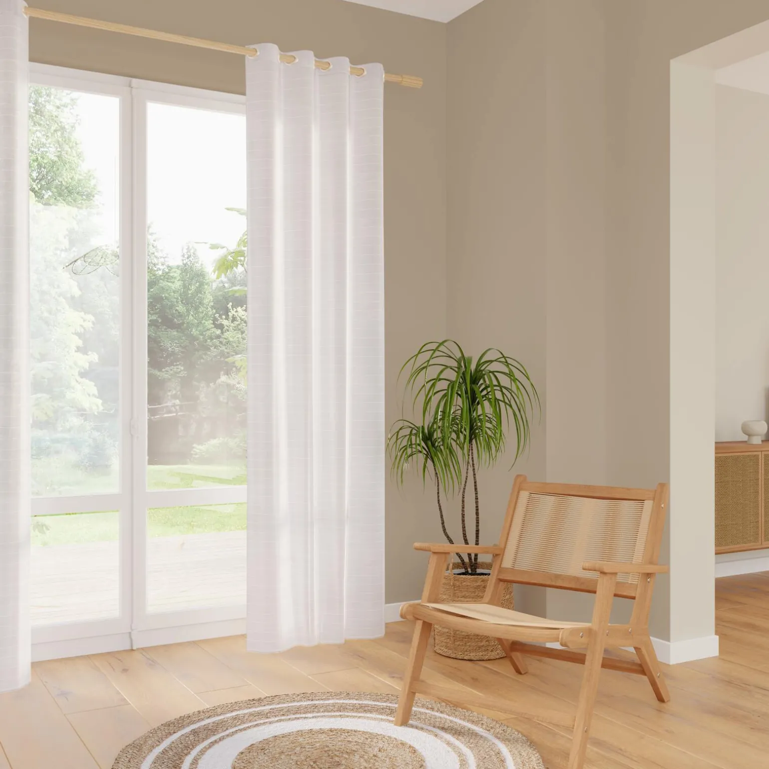 Voilage FLOT BLEU coloris blanc 145 x 240 cm - 4MURS