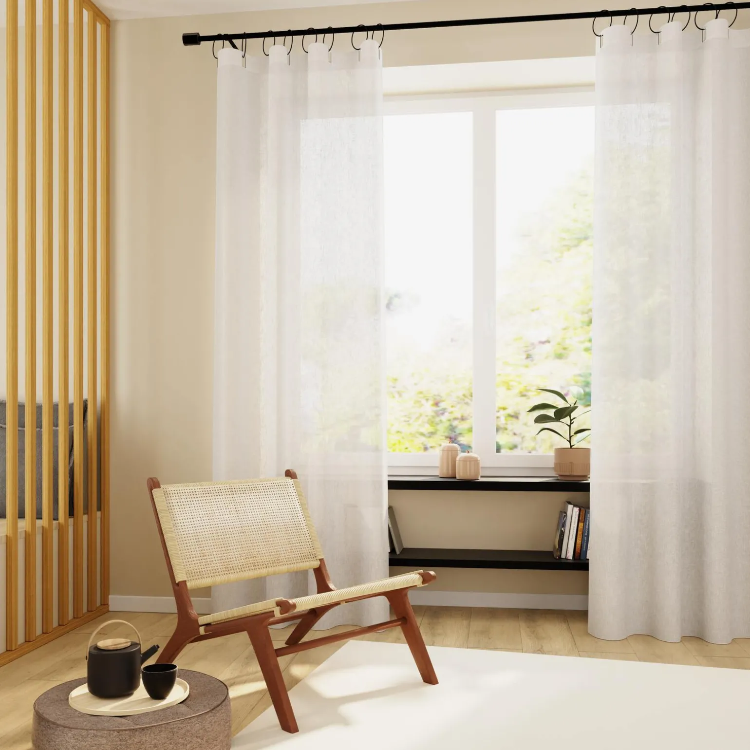 Voilage IRIBE coloris blanc 140 x 240 cm - 4MURS