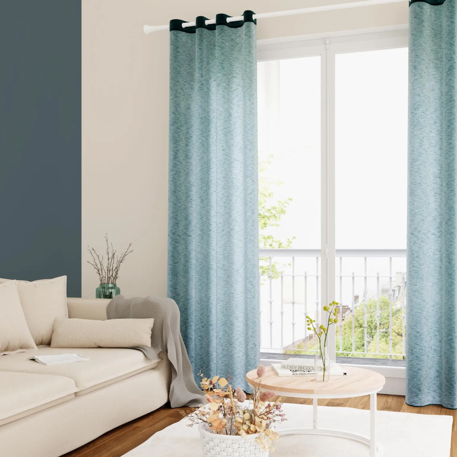 Voilage LILOU coloris bleu canard 140 x 260 cm - 4MURS
