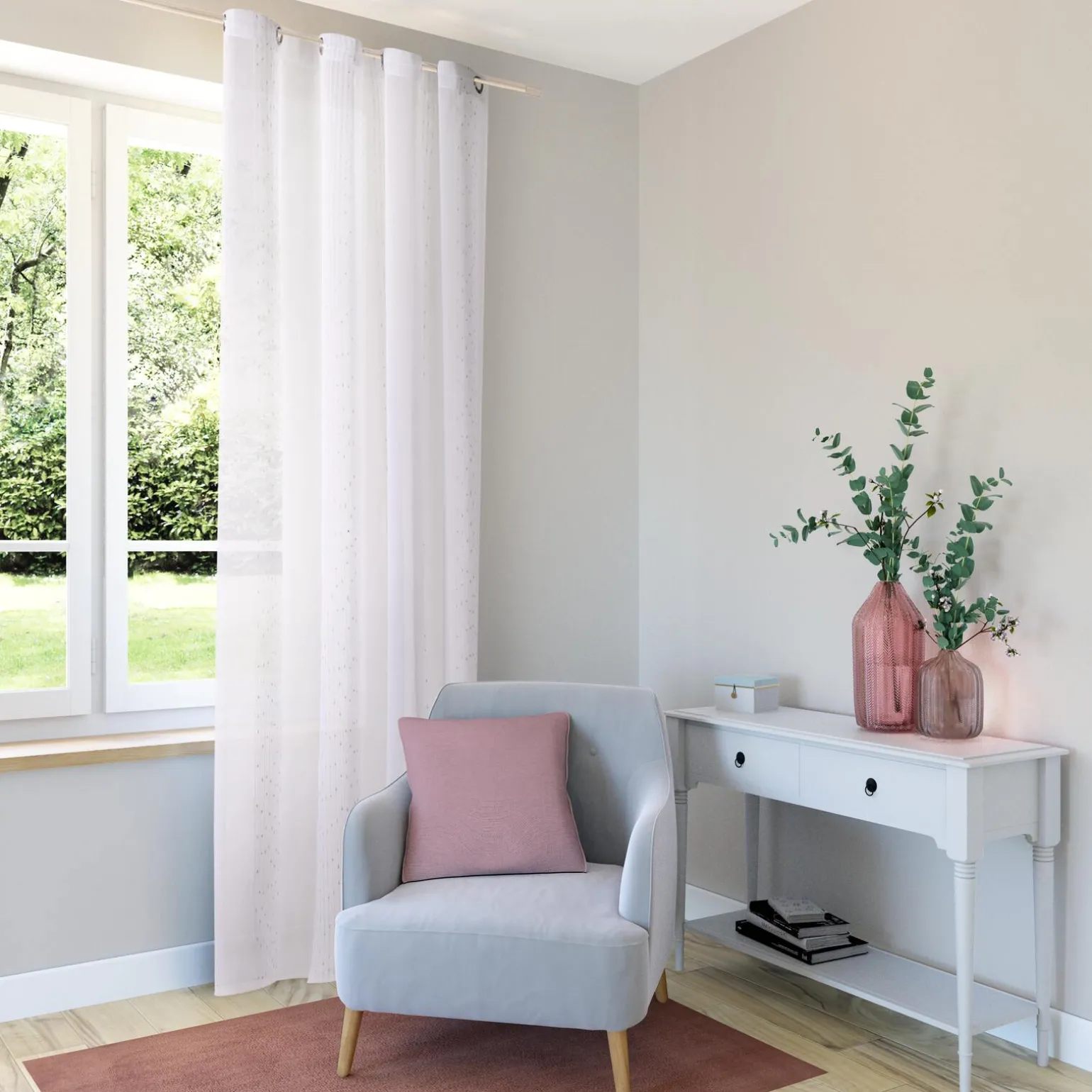 Voilage QUEEN coloris blanc 140 x 260 cm - 4MURS